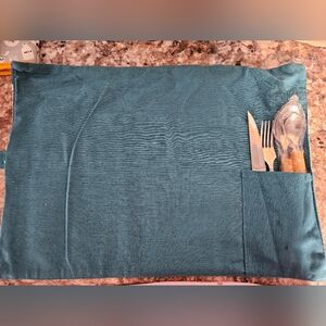 Teal Fabric Placemat with Utensil Pocket